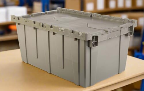 HE HUDSON EXCHANGE 27.3x17.2x12.6” (3 Pack, 18.7 Gallon) Tote with Attached Lid, Gray/Brown - Image 6