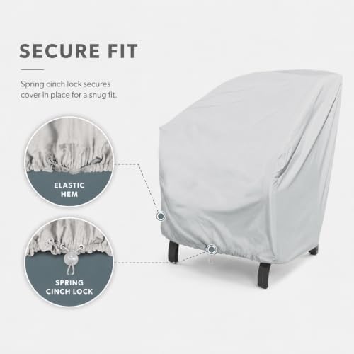 Treasure Garden X-Large Lounge Chair Cover, 300D Polyester Outdoor Deep Seating Chair Cover, Water Resistant, UPF50+ UV Protection, Elastic Hem, Spring Cinch Lock, Built-in Pouch & Storage Bag - Image 4