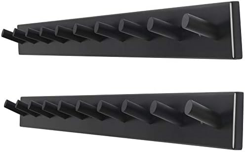 Dseap Coat Rack Wall Mounted - 10 Peg Hooks, 38-1/4" Long, Heavy Duty Wall Coat Hanger Coat Hook for Clothes Hat Jacket Clothing, Black, Pack of 2 by Dseap