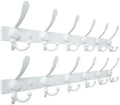 Dseap Coat Rack Wall Mount 24 Inch, Heavy Duty 12-Gauge Base vs Flimsy 1mm, Double-Thick Solid Anti-Snap Hooks, Stainless Steel 6-Hook Hanger for Clothes Hat Closet Entryway, White, Pack of 2 by Dseap