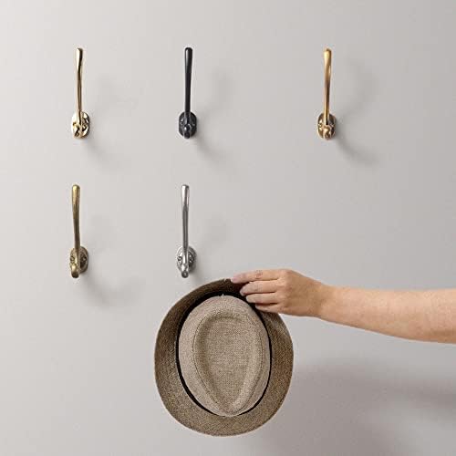 Goo-Ki Brushed Brass Zinc Alloy Coat Hooks - Affordable Luxury Coat Hoooks Hardware for Bedroom, Kitchen, 6 Pack - Image 2