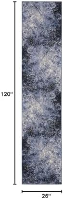 Nourison Home Passion Light Blue/Black 2'2'' x 10' Area-Rug, Modern, Abstract, Easy-Cleaning, Non Shedding, Bed Room, Living Room, Dining Room, Kitchen, (10' Runner) - Image 2