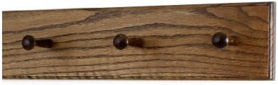 Solid Oak Xtra-Wide Shaker Peg Rack -Made in The USA - Walnut Stain 18 x 4.5 Inches with 3 Pegs by PEG+AND+RAIL