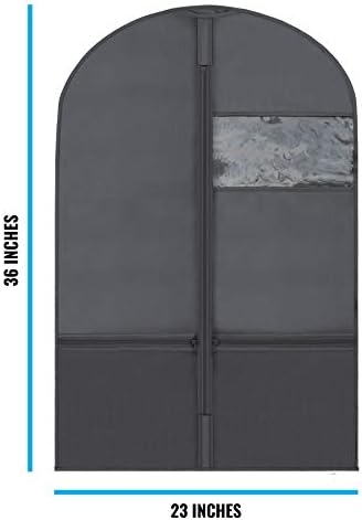Plixio 36" Kids Garment Bags for Dance Costumes Children Hanging Clothes, Uniform, Suits, Girls Dress Recital Outfit Organizer Dance Garment Bags For Dancers with Zippered Pockets (6 Pack :36", Black) - Image 3