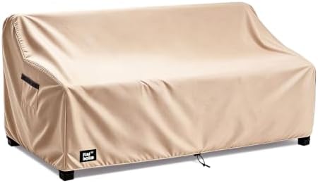 2-Seater Patio Loveseat Cover, 60Wx38Dx35H inches Outdoor Furniture Covers Waterproof,100% Waterproof Heavy Duty Patio Furniture Covers,Light Brown Minimalism Style Outdoor Couch Cover by FinibokoFurnitureCovers