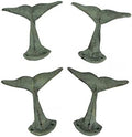 Zeckos Set of 4 Whale Tail Wall Hooks, Green Verdigris Cast Iron by Zeckos