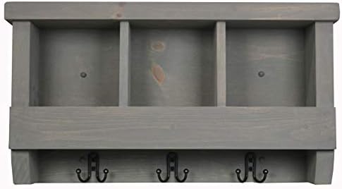Rooms Organized Cubbie Shelf Wall Mounted Pine Wood Coat Rack with Double Hooks (Classic Grey) by Unknown