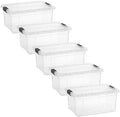 Superio 11 Quart Clear Plastic Storage Boxes with Lids, Stackable Organizer Containers, BPA-Free Storage Bins for Home, Office, School & Dorm, 5 Pack by Superio