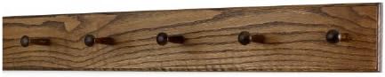 Solid Oak Xtra-Wide Shaker Peg Rack -Made in The USA - Walnut Stain 29 x 4.5 Inches with 5 Pegs - Image 2