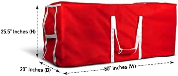 Covers & all Christmas Tree Storage Bag, Made of Waterproof, UV-Resistant Polyester Fabric (60” W x 20” D x 25.5” H, Red) - Image 2
