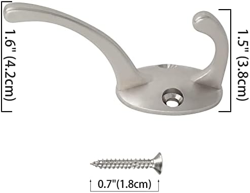 IBosins 32 Pack Silvery Double Coat Hooks Wall Mounted with 64 Screws - Image 3