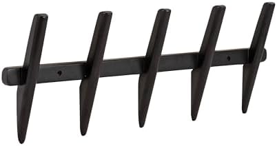 Kate and Laurel Eland Modern Five-Hook Wall Hanging Coat Rack; 30 x 4 x 12; Black; Decorative Wood Coat Rack Wall Mount for Use as Entryway Storage or Mudroom Hooks by KateandLaurel