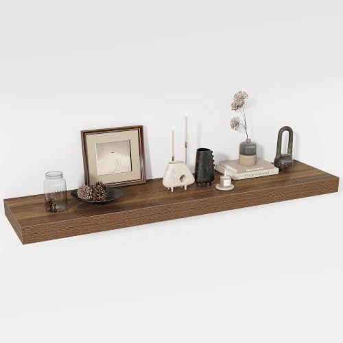 Acovy 48 Inch Floating Shelves, 12" Deep Floating Shelf Wall Mounted, 48" Wall Shelves, Rustic Deep Bookshelf, Extra Deeper & Thicker Display Shelves for Bedroom, Living Room, Set of 1 by Acovy