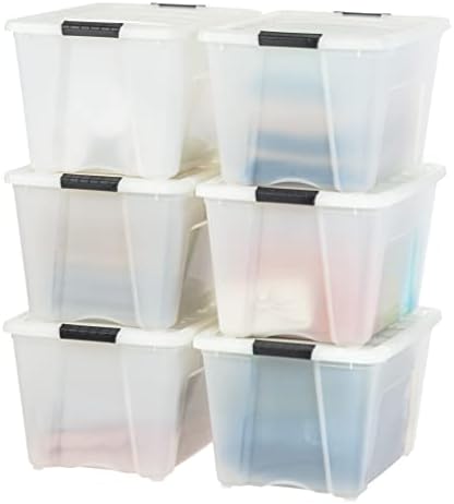 IRIS USA 6-Pack 54 Quart Storage Bins with Lids, Pearl by IRISUSA