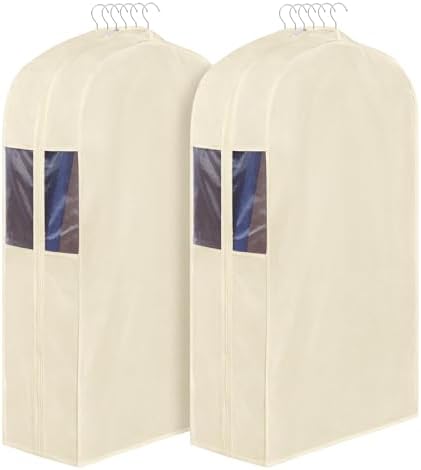 Univivi 40 Inch Cloth Garment Bags for Hanging Clothes 2 Pack, Beige by Univivi