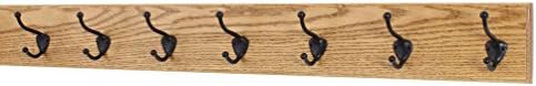 PegandRail Oak Wall Mounted Coat Rack with Bronze Hooks 4.5" Ultra Wide (Golden Oak, 36" x 4.5" with 7 Hooks) by PEG+AND+RAIL