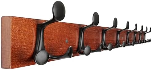 SKOLOO 43-Inch Cherry Wood Coat Rack Wall Mount with 8 Triple Hooks - Ideal for Family Entrances, Classrooms, and Pet Supplies Storage - Perfect Coat Hooks for Wall by SKOLOO