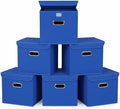 Closet Organizers Fabric Storage Bins With Lids Collapsible Cube Storage Organizer Basket With Handles,Storage Boxes for Clothes Storage,Office,Laundry,Shelves,6 Pack,（Dark Blue） by SEVENDOME