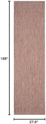 SAFAVIEH Washable Rug Outdoor Courtyard Collection - 2'3" x 14' Runner, Red & Beige, Non-Shedding & Easy Cleaning, Ideal for Patio, Entryway, Mudroom, Hallway, Kitchen (CY8521-36521) - Image 2