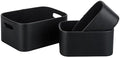 HofferRuffer Faux Leather Storage Baskets Bins with Velvet Lining for Organizing, Storage, Gifts, Set of 3 Nesting Shelf Baskets Decorative Storage Boxes for Home Organization (Black) by HofferRuffer