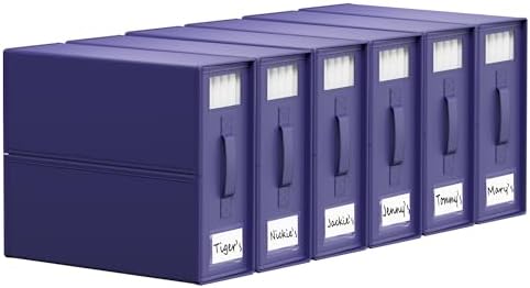 SheetCube Bed Sheet Organizers and Storage 6 Pack, Foldable Linen Closet Organizer with Window and Label, Bedding Folder Storage Box Container for Blanket, Duvet Cover Set, Bed Sheet Set - Navy Blue by SUOCO