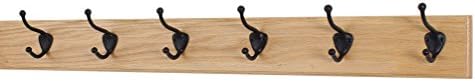 PegandRail Oak Coat Rack with Oil Rubbed Bronze Hat & Coat Style Hooks (Natural, 30.5" x 3.5" with 6 Hooks) by PEG+AND+RAIL