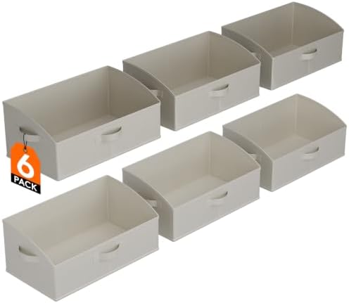 Lifewit Trapezoid Closet Storage Bin for Shelf, 6 Packs 23L, Light Gray by Lifewit