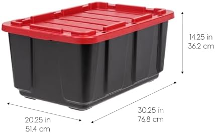 IRIS USA 4-Pack 27 Gal Heavy Duty Storage Tote Bins with Lids, Red - Image 2