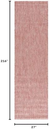 SAFAVIEH Washable Rug Outdoor Courtyard Collection - 2'3" x 18' Runner, Red & Beige, Non-Shedding & Easy Cleaning, Ideal for Patio, Entryway, Mudroom, Hallway, Kitchen (CY8521-36521) - Image 2