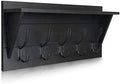 Wall Mounted Coat Rack Shelf, Rustic Wooden Country Style 24" Entryway Shelf with 5 Rustic Hooks featuring Solid Pine Wood. Perfect touch for your Entryway, Mudroom, Kitchen, Bathroom and More, Black by HBCYCreations