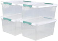 35 Qt Clear Plastic Storage Bins with Lids, 4-Pack Organizing Totes by Uumitty
