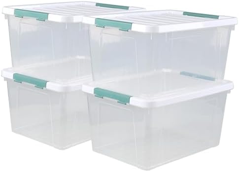 35 Qt Clear Plastic Storage Bins with Lids, 4-Pack Organizing Totes by Uumitty