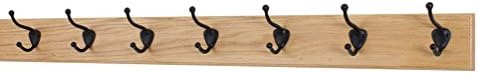 Oak Coat Rack with Oil Rubbed Bronze Hat & Coat Style Hooks (Natural, 36" x 3.5 with 7 Hooks) by PEG+AND+RAIL