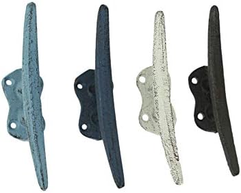 Zeckos Set of 4 Boat Cleat Wall Hooks, 5.75 Inch Tall Multicolored by Zeckos