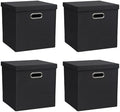 Storage Bins with Lids, Linen Fabric Boxes Organizer Containers with Lid Foldable Storage Box Basket for Closet, Shelves, Home, Office,12 x 12 x 12 Inch, 4 Pack, Black, AG3006-7 by ArcaGuru