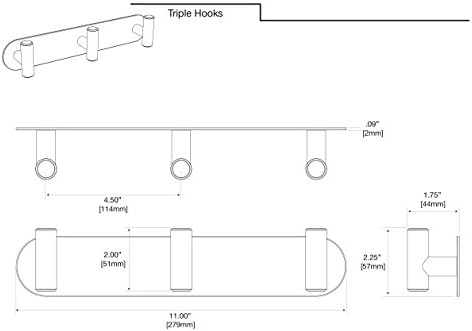 Gatco 1292MX Latitude II Triple Robe Hook, Matte Black Wall-Mounted Bathroom Organizer, Heavy-Duty Brass 3-Hook Rail for Robes, Towels & Clothes, 11-Inch Wide Storage Rack - Image 5