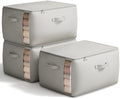 3 Pack Canvas Comforter Storage Bags for Clothes & King Comforters, Grey by Vailando