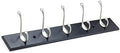 Richelieu | Wood Hook Rack, 5 Metal Coat Hooks, Black and Brushed Nickel by Richelieu+Hardware