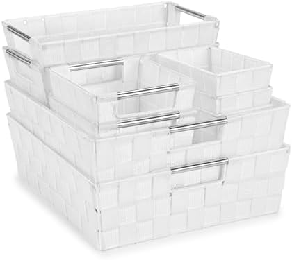 Sorbus Baskets for Organizing, Woven Storage Set (9 Piece Set, White) by Sorbus