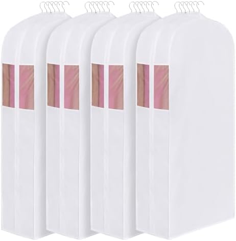Univivi 60 Inch Cotton Garment Bag for Fur Coat 4 Pack, White by Univivi