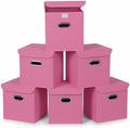 Closet Organizers Fabric Storage Bins With Lids Collapsible Cube Storage Organizer Basket With Handles,Storage Boxes for Clothes Storage,Office,Laundry,Shelves,6 Pack,（Pink） by SEVENDOME