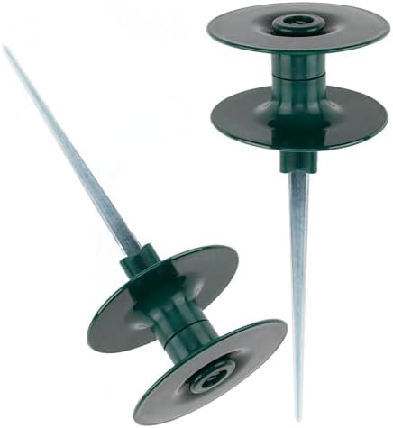 2 Pack Garden Hose Guide Spike, 10 Inch Rustproof Zinc Sturdy Metal Stake, Heavy Duty Spin Top, Keeps Garden Hose Out of Flower Beds for Plant Protection by Unknown