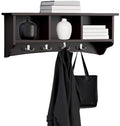 Shaker Cottage Wall-Mounted Coat Rack with 3 Storage Cubbies and Hooks – Hanging Wall Organizer for Entryway, Mudroom, or Hallway, Space-Saving Wall Shelf, 36" W x 9" D x 14" H (Chocolate Finish) by AlaterreFurniture