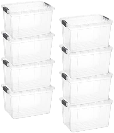 Superio 14.7 Quart Clear Plastic Storage Boxes with Lids, Stackable Organizer Containers, BPA-Free Storage Bins for Home, Office, School & Dorm, 8 Pack by Superio