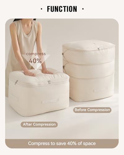 Eachy 3-Pack Comforter Storage Bag Blanket Storage Bags, 136L Compression Bags for Blanket Comforter, Ultra Space Saving Self Compression Organizer - Image 2