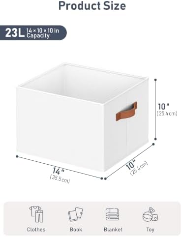 8 Pack Large Closet Storage Baskets Bins for Shelves, Collapsible Fabric Closet Organizers and Storage with Polyester Handles, Decorative Baskets for Organizing Clothes, Towels, Linen Closet 14"x10" - Image 6