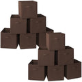Casafield Set of 12 Collapsible Fabric Cube Storage Bins, Brown - 13" Foldable Cloth Baskets for Shelves, Cubby Organizers & More by Casafield