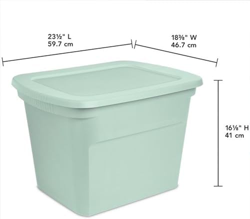 Sterilite 8 Pack Tote, Plastic Stackable Storage Bin Container with Lid, 18 Gallon, Mindful Mint - Image 2