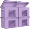 Univivi Fabric Storage Bins with Lids for Closet, 4 Pack, Purple by Univivi