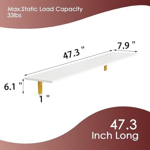 DINZI LVJ Long Wall Shelves, 47.3Inch Wooden Wall Mounted Shelves, Set of 4 - Image 3